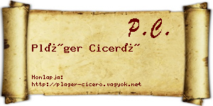 Pláger Ciceró névjegykártya